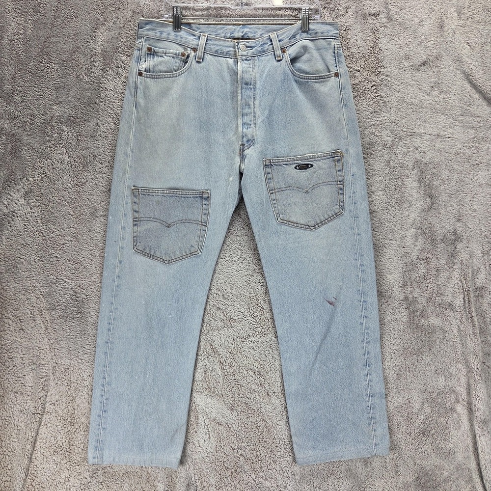 Vintage Levis 501 Jeans Mens Blue Made In USA Button Fly Pockets Fits 34x26